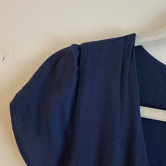 Kimchi Blue Urban Outfitters Women 6 Navy Ruffle Front Faux Wrap Anita Romper - Picture 5 of 9